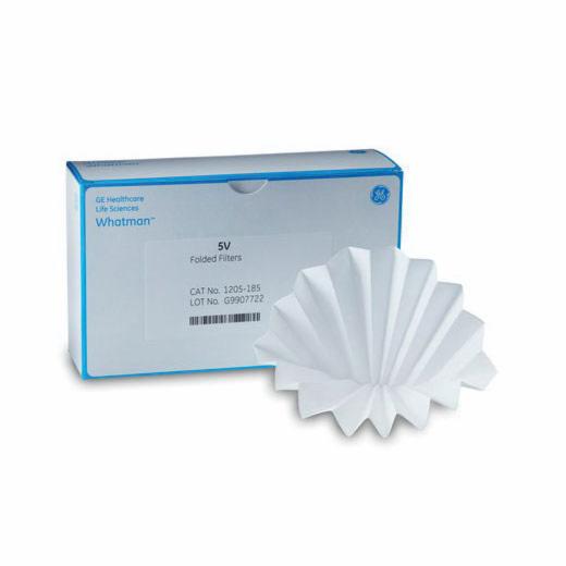 Whatman™ Grade 5V Folded (Prepleated) Qualitative Filter Paper, 185 mm