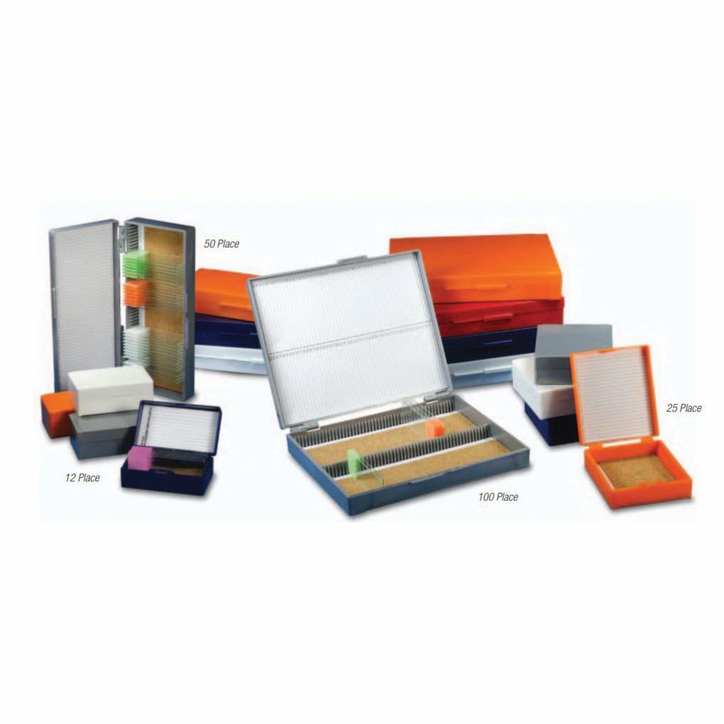 Globe Scientific ABS Plastic Slide Storage Box, Holds 25 Slides, White SECO